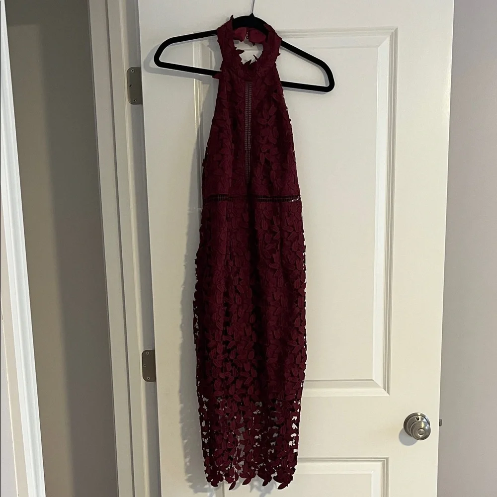 Bardot Elegant Backless Wine Lace Dress 8